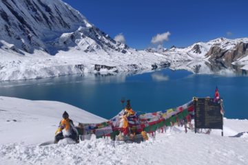 Tilicho lake surrounded by mountain