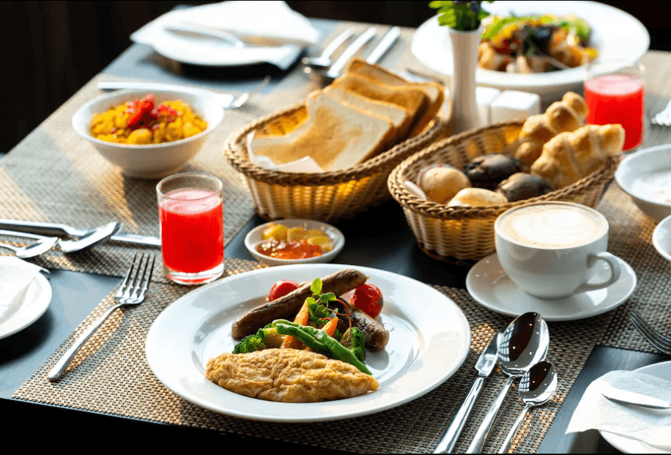 Breakfats while trekking nepal with Resurgence Travel at the Hotel Lo Mustang