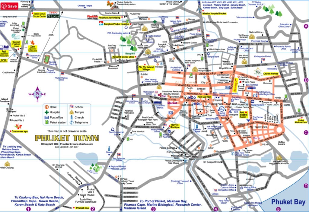Location map of Wat Klang in Phuket