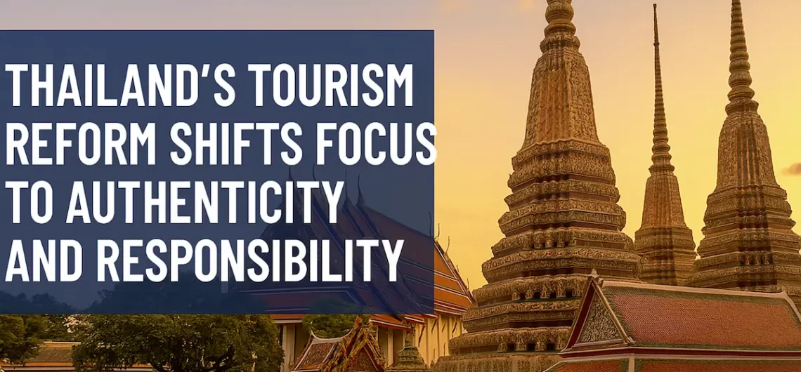 Thailand tourism reform graphic highlighting sustainable travel and responsible tourism strategies