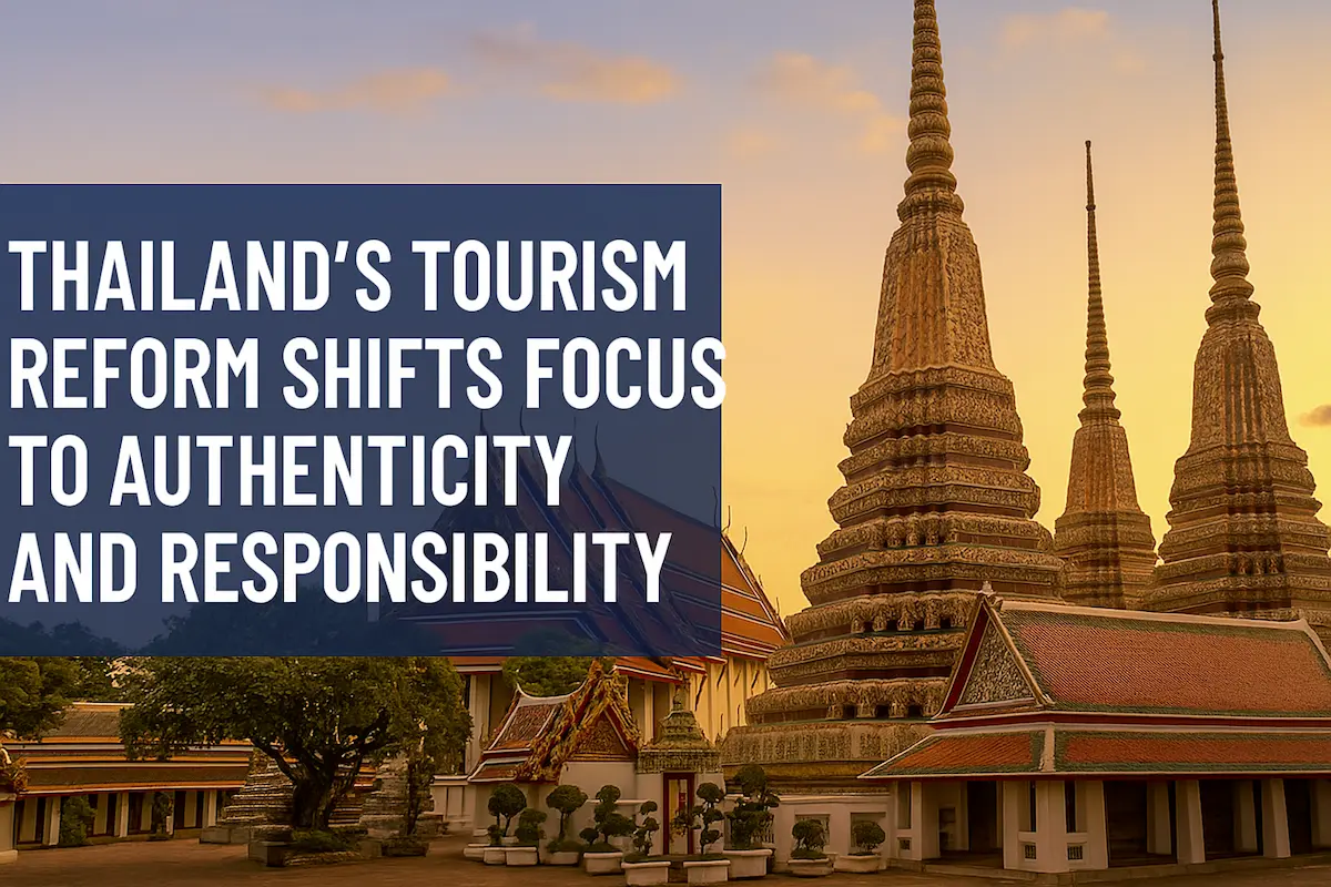 Thailand tourism reform graphic highlighting sustainable travel and responsible tourism strategies