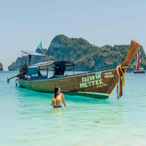 Long tail boat on an island in Thailand